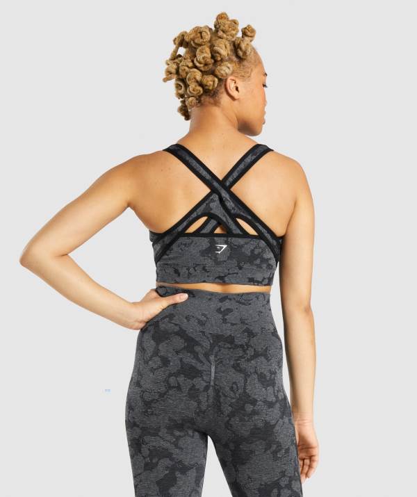Damske Športové Podprsenky Gymshark Adapt Camo Seamless Čierne | BA4018236
